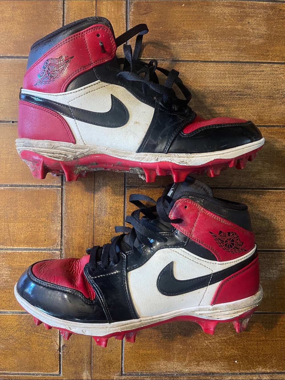 Nike Red Black White Air Jordan Style Cleats